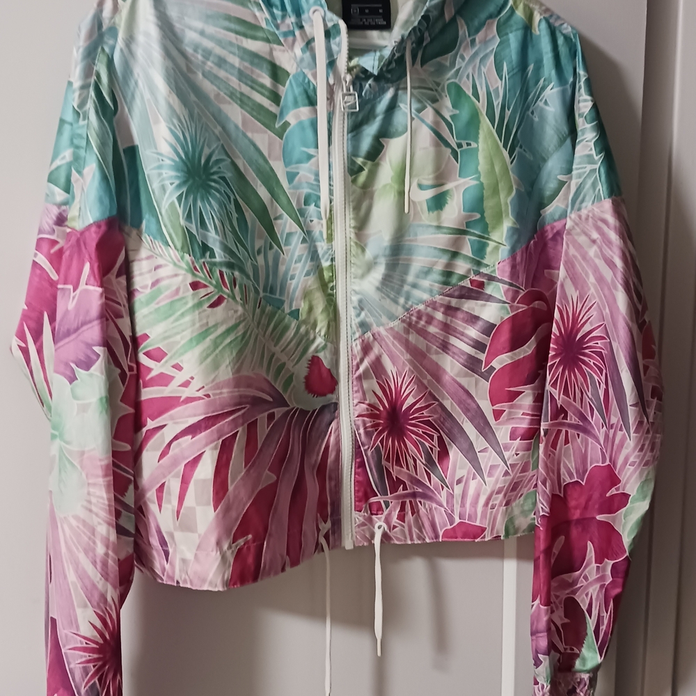 Nike Women's Tropical Bomber Jacket - Pink and Green